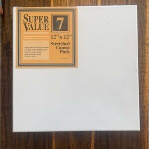 NWT White Stretched Canvas Pack for Painting and Crafts - 12" x 12" (7 Pack)
